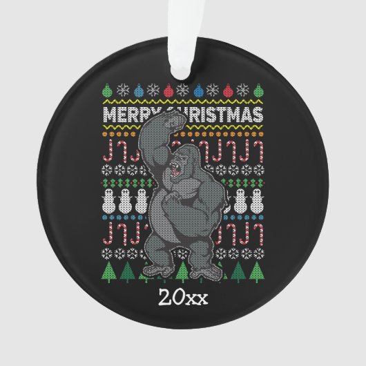 Gorilla Ugly KerstSweater Wildlife Series Ornament (voorkant)
