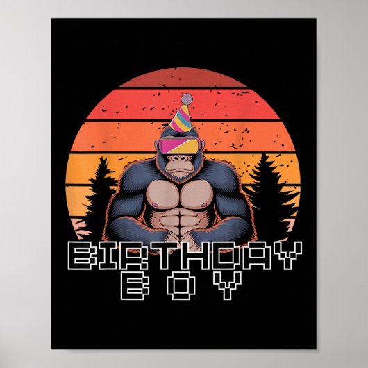 Gorilla Verjaardag Decoraties Aap Label VR Gamer F (Voorkant)