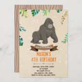 Gorilla verjaardagsdouche uitnodiging (Voorkant / Achterkant)