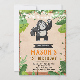 Gorilla verjaardagsuitnodiging kaart