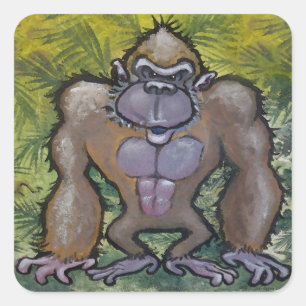 Gorilla Vierkante Sticker