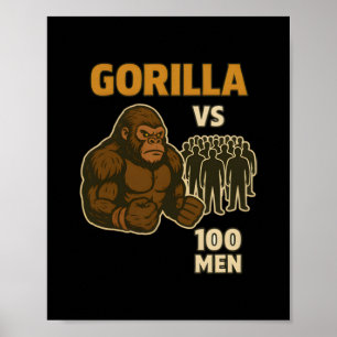Gorilla vs 100 mannen epische strijd poster