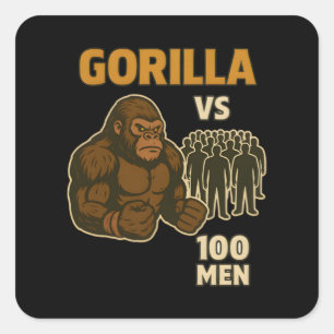 Gorilla vs 100 mannen epische strijd vierkante sticker