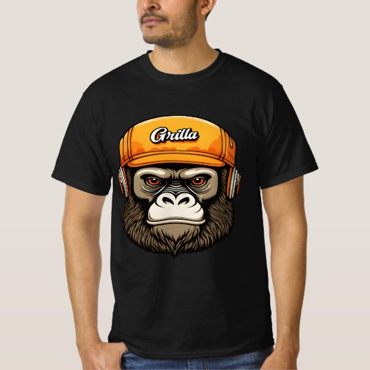 Gorilla wearing headphones fun t-shirt (Voorkant)