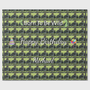 Gorilla Wild Patroon Verjaardag Thema Cadeaupapier