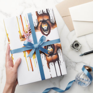 Gorilla Wildlife & Natuur Water Color Set Cadeaupapier