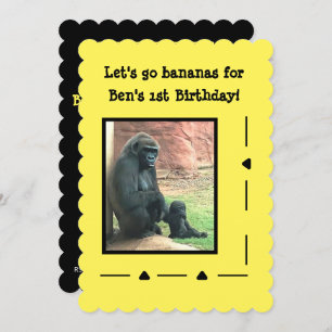 Gorillas Go Bananas Birthday Invitation Kaart