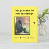 Gorilla's Go Bananas Verjaardag Uitnodiging (Staand voorkant)