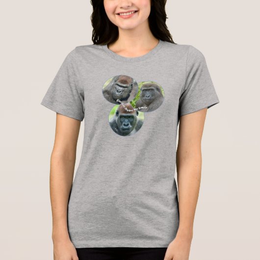 Gorillas Make Me Smile Tri-Blend Shirt (Voorkant)