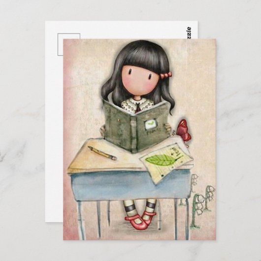 Gorjuss Meisje Studietijd Postkaart (Voorkant / Achterkant)
