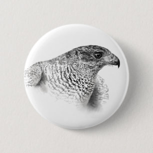 Goshawk Drawing Ronde Button 5,7 Cm