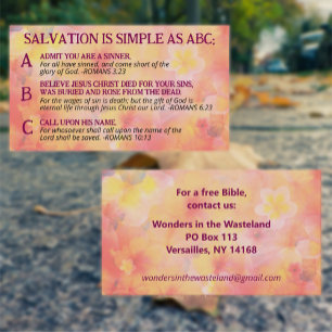 Gospel ABC Salvation Christelijke Evangelisatie KJ Visitekaartje