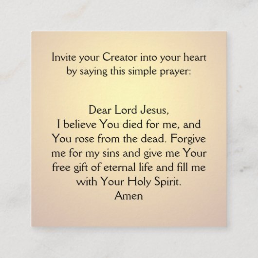 Gospel Tract Kaart Vierkante Visitekaartje (Achterkant)