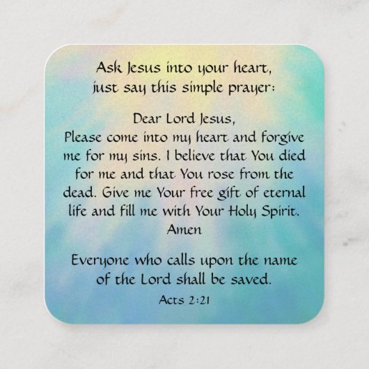 Gospel Tract Kaart Vierkante Visitekaartje (Achterkant)