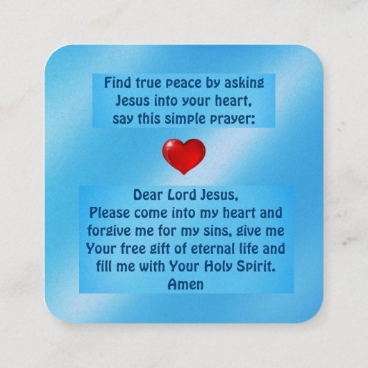 Gospel Tract Kaart Vierkante Visitekaartje (Achterkant)