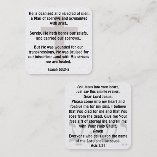 Gospel Tract Kaart Vierkante Visitekaartje (Voorkant / Achterkant)