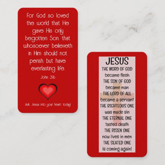 Gospel Tract Kaart Visitekaartje (Voorkant / Achterkant)