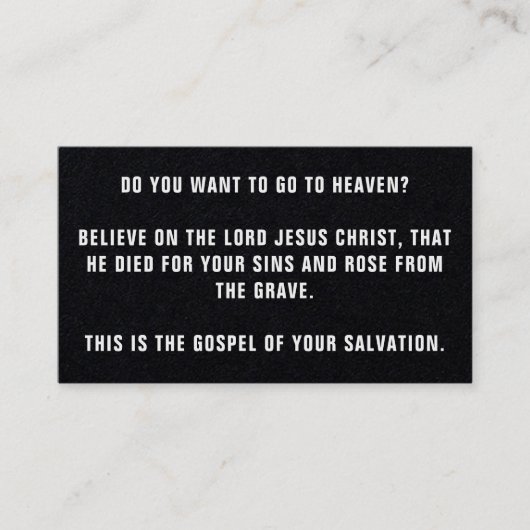 GOSPEL TRACTS VISITEKAARTJE (Voorkant)