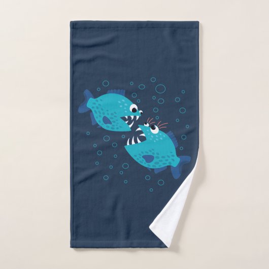 Gossiping Blue Piranha Fish Handdoeken (Handdoek)