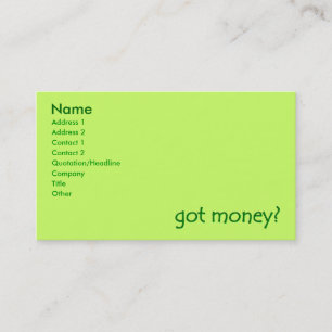 got geld? Zakelijke visitekaartjes