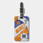 Got it! meisjes volleybal blauw sinaasappel team k bagagelabel (Voorkant verticaal)