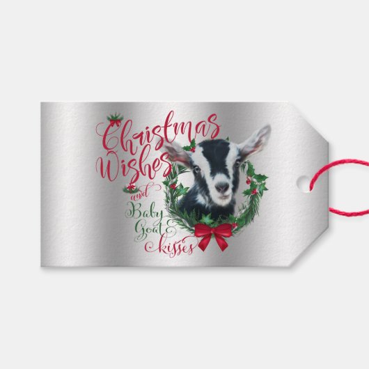 GOT | kerstwijn Baby geit kisses Alpine Cadeaulabel (Voorkant (Horizontaal))