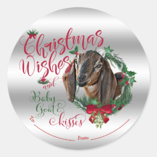 GOT   kerstwijn Baby geit Kisses Nubian 2 Ronde Sticker