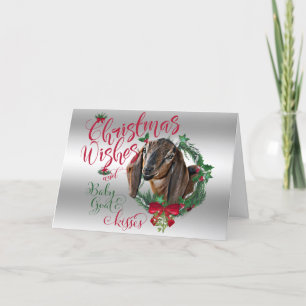 GOT kerstwijn Baby geit Kisses Nubian 3 Feestdagen Kaart