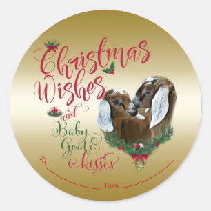 GOT kerstwijn Baby geit Kisses Nubian 3 Ronde Sticker