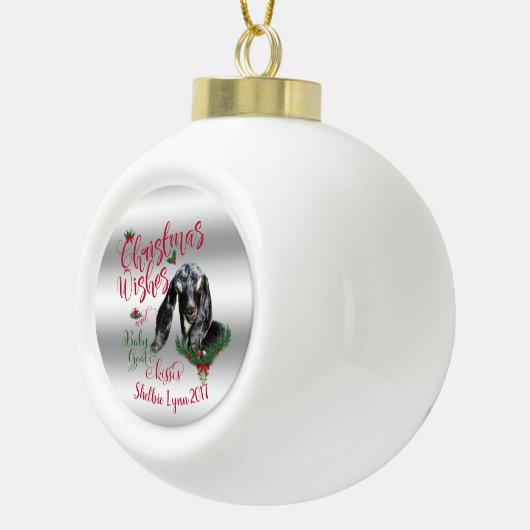 GOT | kerstwijn Baby geit Kisses Nubian Keramische Bal Ornament (Rechts)