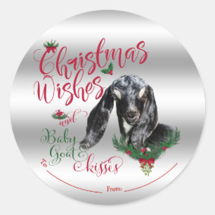 GOT   kerstwijn Baby geit Kisses Nubian Ronde Sticker
