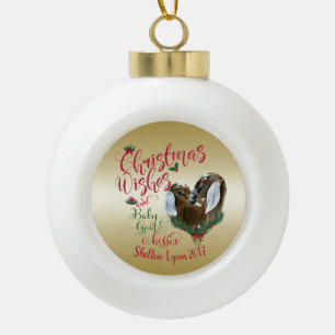 GOT kerstwijn Baby geit Kisses Nubians Keramische Bal Ornament