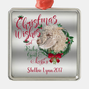 GOT kerstwijn Baby Goat Kisses Angora Metalen Ornament