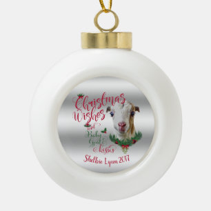 GOT kerstwijn Baby Goat Kisses LaMancha Keramische Bal Ornament