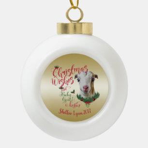 GOT kerstwijn Baby Goat Kisses LaMancha Keramische Bal Ornament