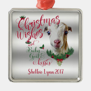 GOT kerstwijn Baby Goat Kisses LaMancha Metalen Ornament