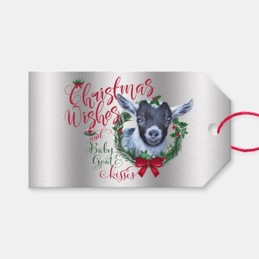 GOT | kerstwijn Baby Goat Kisses Pygmy Cadeaulabel (Voorkant (Horizontaal))
