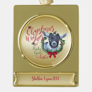 GOT kerstwijn Baby Goat Kisses Pygmy Verguld Banner Ornament