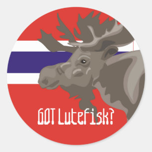 Got Lutefisk Moose elk Grappig Noors Ronde Sticker