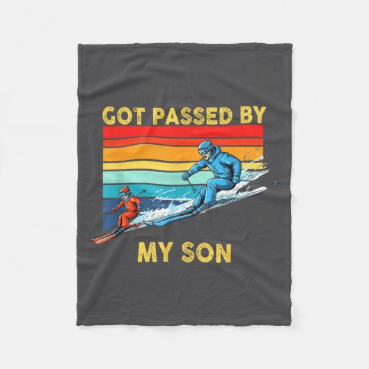 Got Ped By My Son Skiing Family Winter Srts Fun Re Fleece Deken (Voorkant)