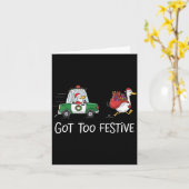 Got Too Festive Silly Goose Santa Christmas Lights Kaart (Gele Bloem)