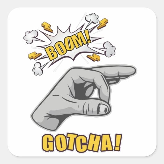 Gotcha Finger Hole Hand Meme Joke Prank Vierkante Sticker (Voorkant)