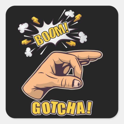 Gotcha Finger Hole Hand Meme Vierkante Sticker (Voorkant)