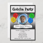 Gotcha Party Ballon Adoptie Uitnodigingen (Voorkant / Achterkant)