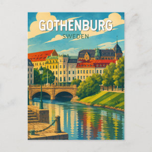 Göteborg Zweden Illustratie Reis Kunst Vintage Briefkaart