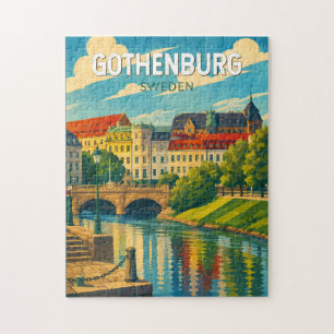 Göteborg Zweden Illustratie Reis Kunst Vintage Legpuzzel