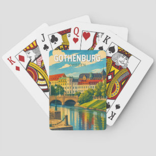 Göteborg Zweden Illustratie Reis Kunst Vintage Pokerkaarten
