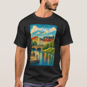 Göteborg Zweden Illustratie Reis Kunst Vintage T-shirt
