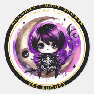 Goth Baby Boy Shower Bezorgd door Kraai Bedankt Ronde Sticker