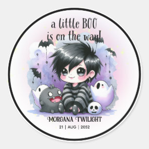 Goth baby jongen spook Little Boo op komst Ronde Sticker